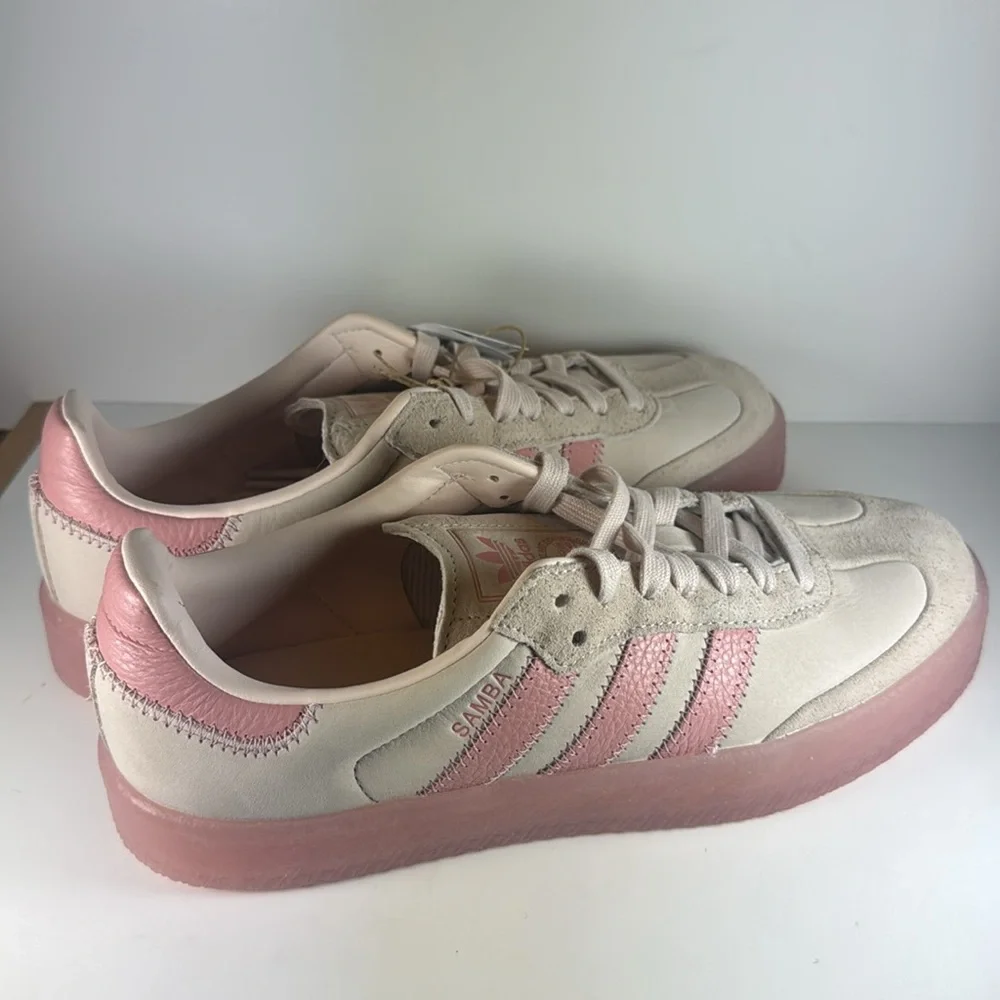 Adidas Sambae Wonder Quartz Women's Size 8.5 Cream Pink Leather Suede Sneakers - Picture 9 of 12